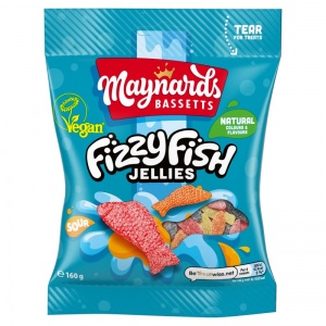 Maynards Bassetts Fizzy Fish Sweets Bag 130g (10 Pack)