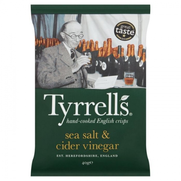 Tyrrell's Sea Salt & Cider Vinegar Crisps 40g (24 Pack)