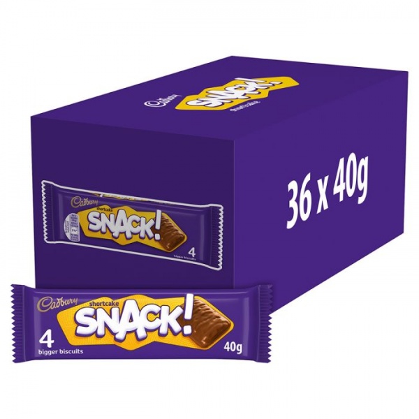 Cadbury Snack Shortcake Chocolate Biscuit 40g (36 Pack)