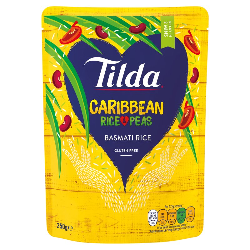 Tilda Caribbean Basmati Rice & Peas Microwave Pouch 250g (6 Pack)