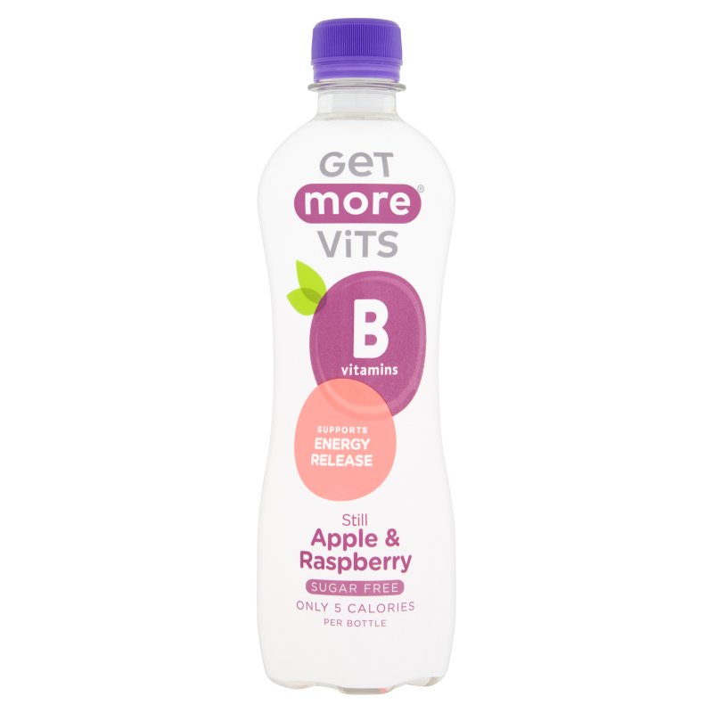 Get More Vits Vitamin B Still Apple & Raspberry 500ml (12 Pack)