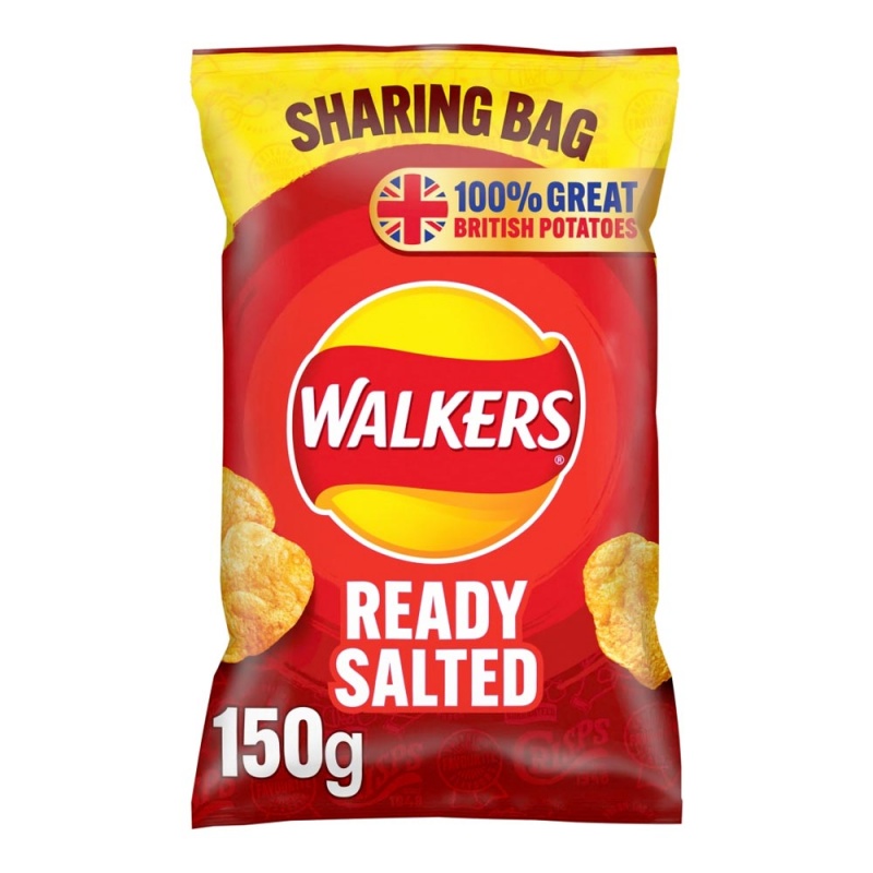 Walkers Ready Salted Crisps Sharing Bag 150g (6 Pack)