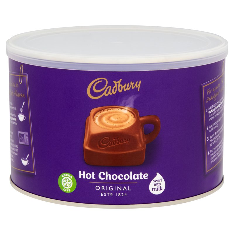 Cadbury Original Drinking Hot Chocolate Large Tub 1kg (6 Pack)